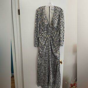 Mac Duggal Black & White Printed Knot Dress